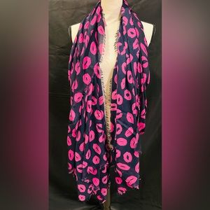 Natasha Scarf - New with Tags, 20% Wool & 80% Acrylic, Navy Blue & Magenta